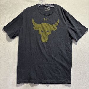 Under Armour Project Rock T-Shirt Brahma Bull Gym Workout Men's Large Grey